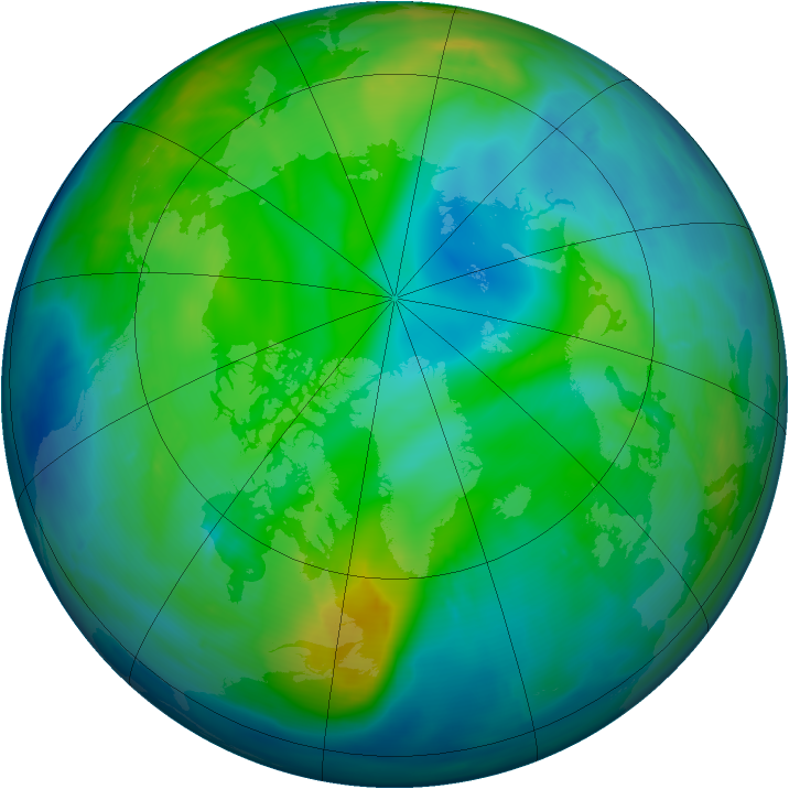 Arctic ozone map for 25 November 2013